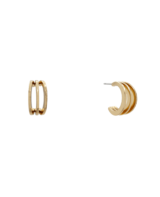 Steel Triple Hoop Earring - 0.9"