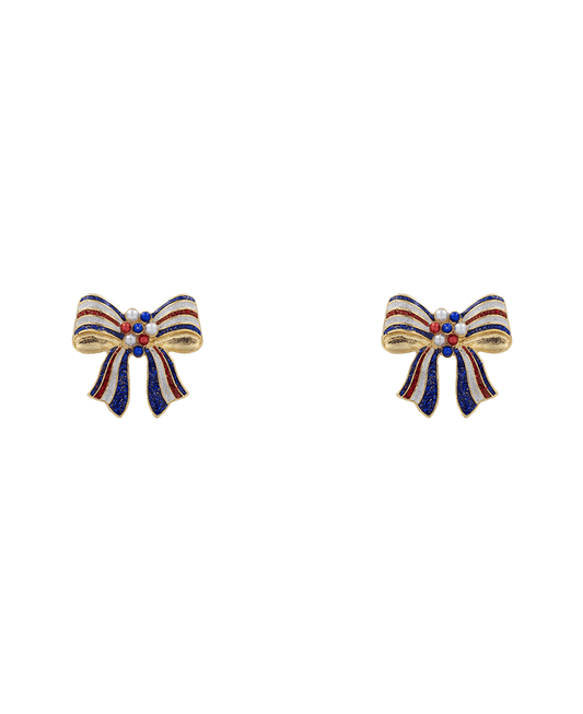Enamel Bow Hypo Stud Earring - 1.0"