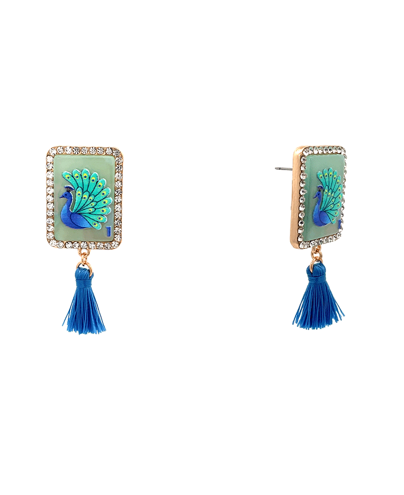 Mahjong Acetate w/ Tassel Hypo Earring - 2.0"