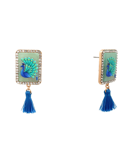 Mahjong Acetate w/ Tassel Hypo Earring - 2.0"