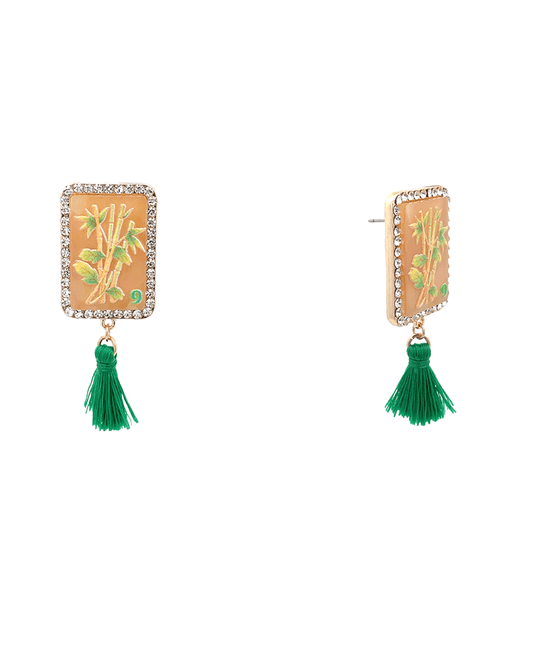 Mahjong Acetate w/ Tassel Hypo Earring - 2.0"