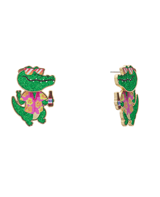 Alligator w/ Hawaiian Shirt Hypo Earring - 1.6"