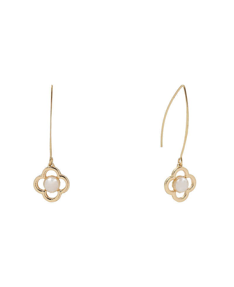 Clover Long Fish Hook Earring - 2.2"