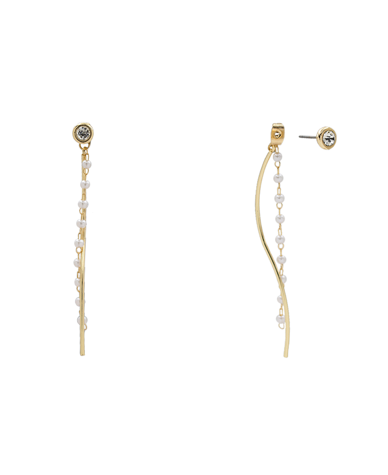 Stone w/ Wavy Bar Front & Back Earring - 2.7"