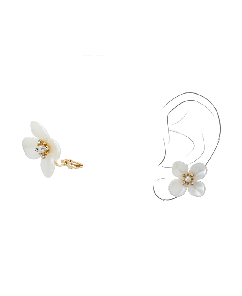 Pearl Flower Clip On Earring - 1.0"