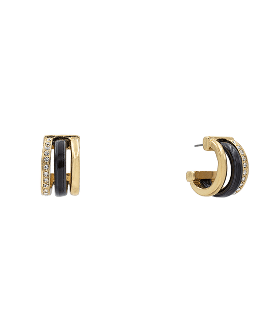 Paved & Acetate Triple Hoop Earring - 0.7"
