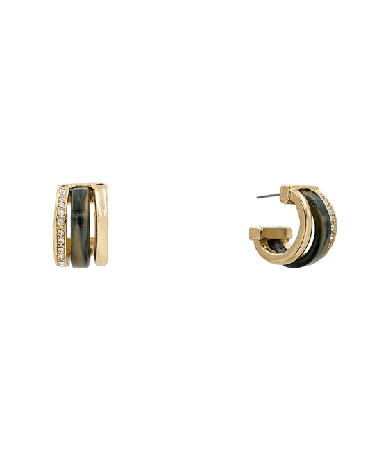 Paved & Acetate Triple Hoop Earring - 0.7"