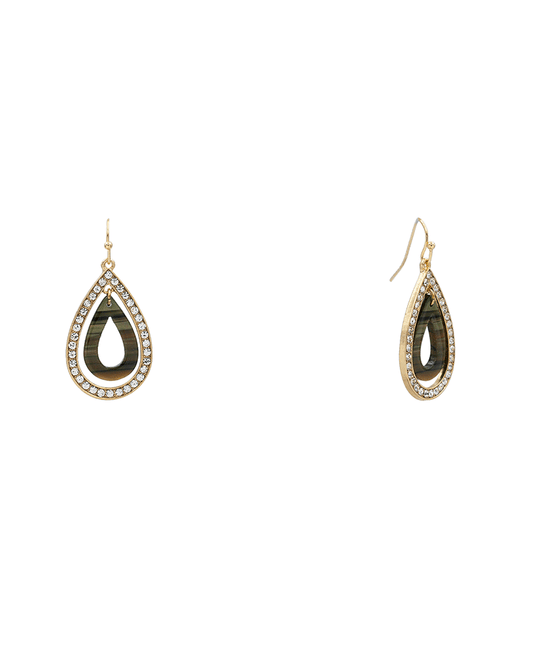 Paved & Acetate Teardrop Layer Earring - 1.8"