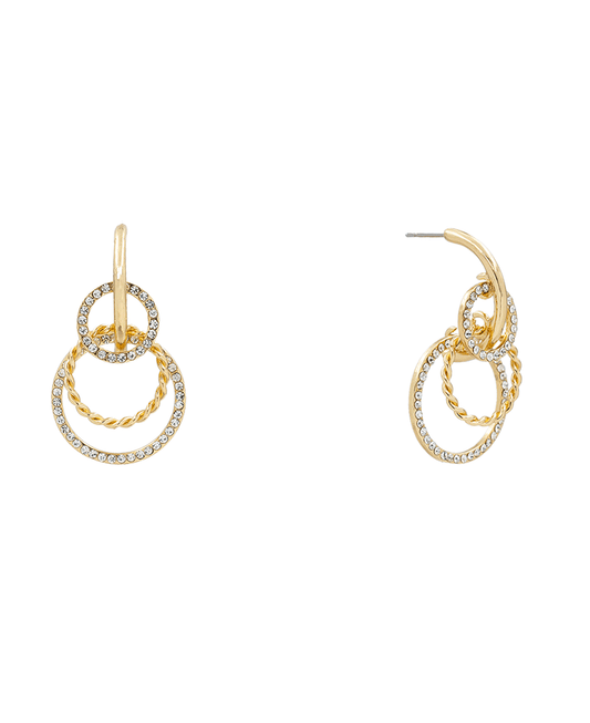 Paved Hoops & Rope Earring - 1.7"