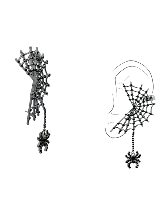 Spider & Web Post Cuff Earring - 3.0"