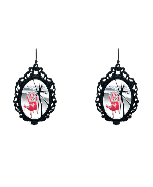 Broken Mirror w/ Palm Print Earring - 1.75"