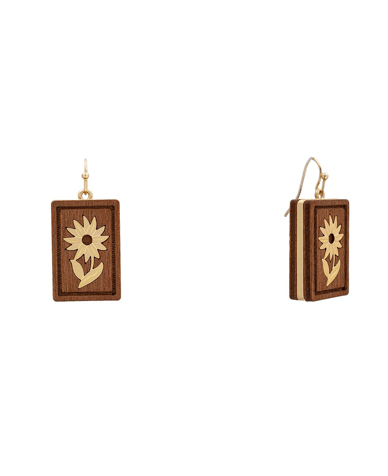 Mahjong Wood Earring - 1.6"
