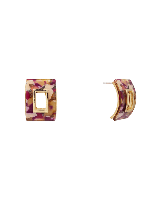 Acetate Rectangle Stud Earring - 1.25"