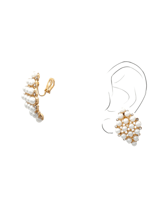 Rhombus Pave Clip On Earring - 1.5"