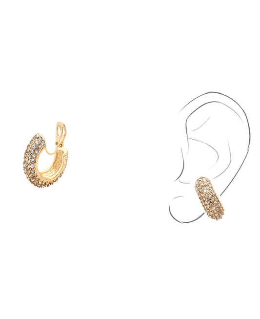 Paved Round Hoop Clip On Earring - 0.75"