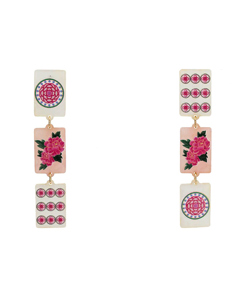 Mahjong 3 Drop Earring - 2.7"
