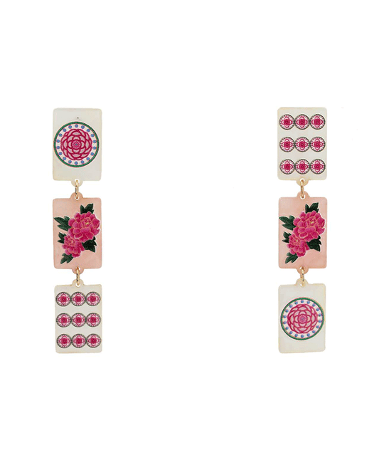 Mahjong 3 Drop Earring - 2.7"