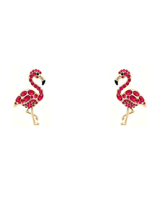 Flamingo Pave Earring - 1.5"