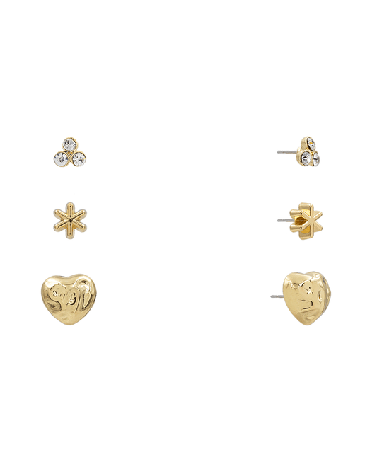 Stone & Snowflake & Heart CCB 3 Set Earring