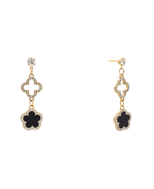 Flower Pave Drop Earring - 2.0"