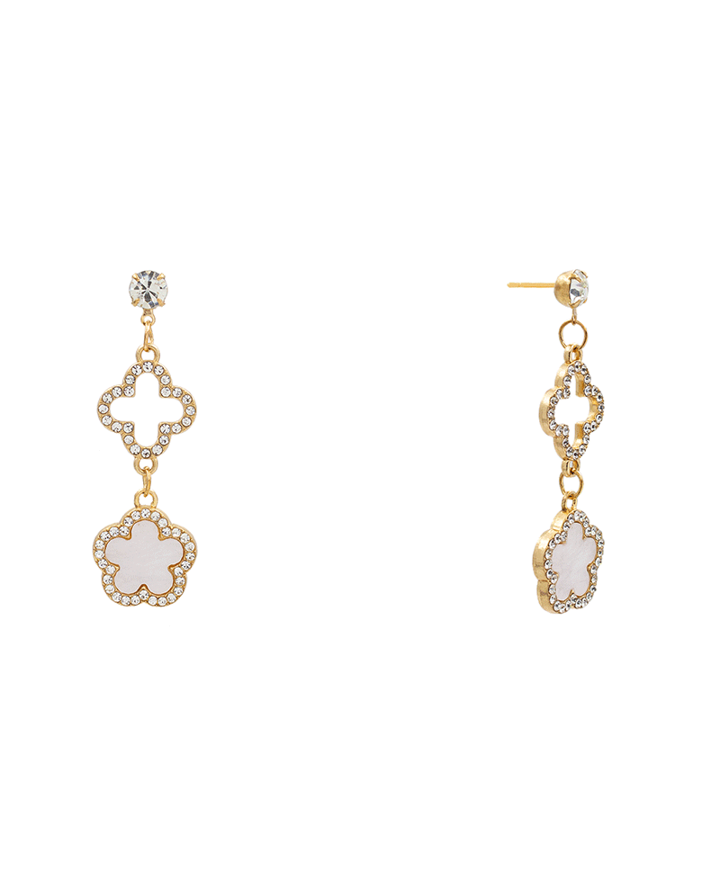 Flower Pave Drop Earring - 2.0"