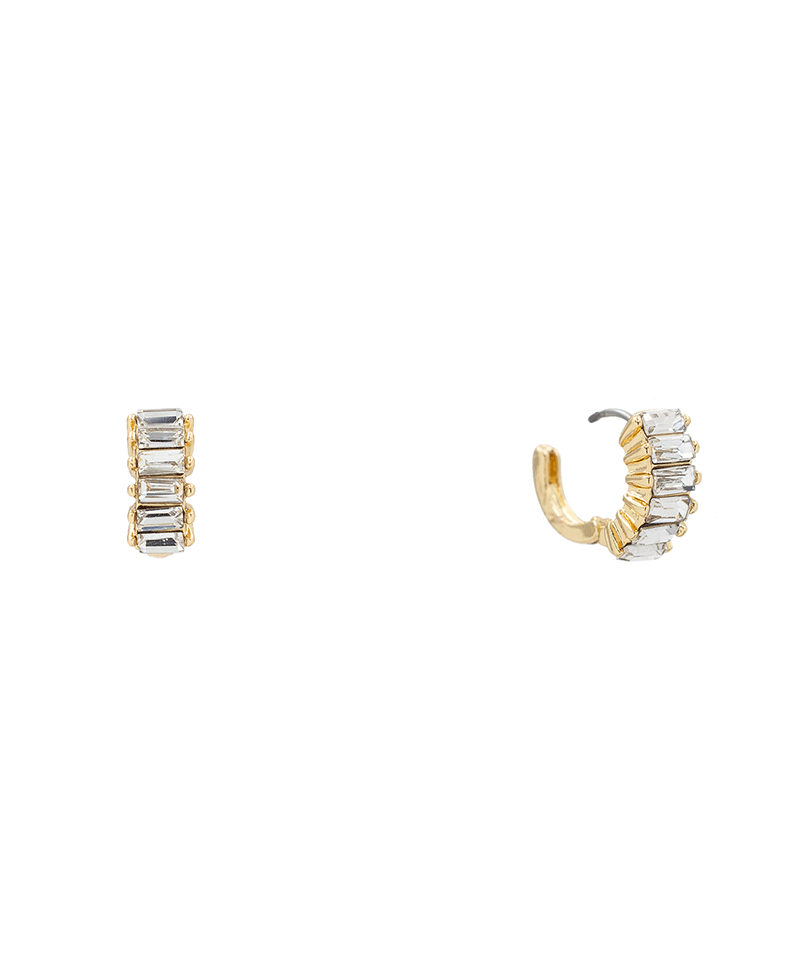 Baguette Pave Small Huggie Earring - 0.6"