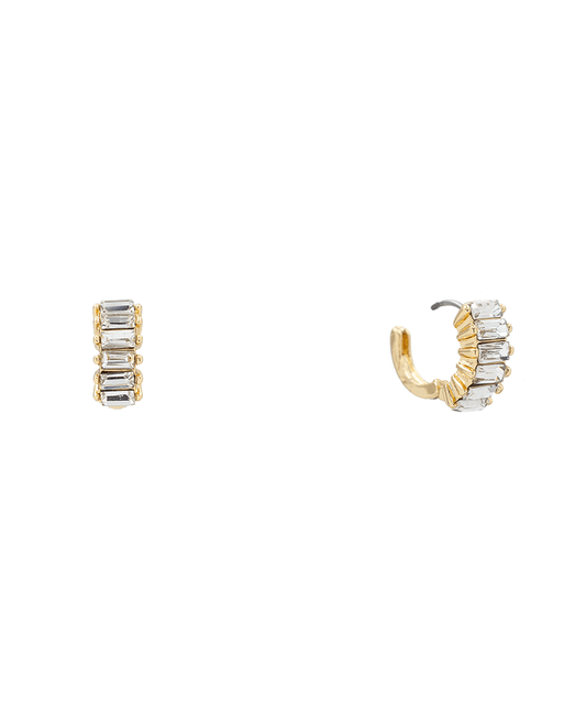 Baguette Pave Small Huggie Earring - 0.6"
