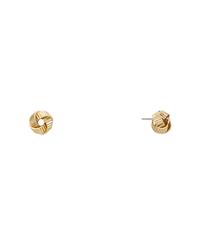 Ribbed Tiny Knot Stud Earring - 0.3"