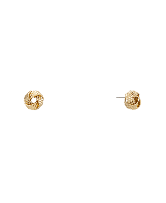 Ribbed Tiny Knot Stud Earring - 0.3"