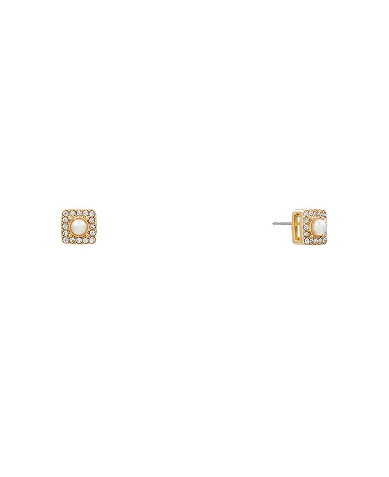 Pave Square Stud Earring - 0.2"