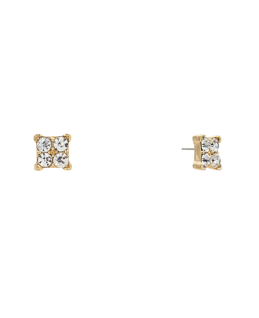 Pave Square Stud Earring - 0.4"