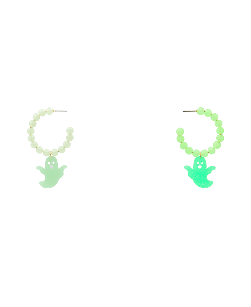 Glow Beads & Halloween Icon Hoop Earring - 1.25"
