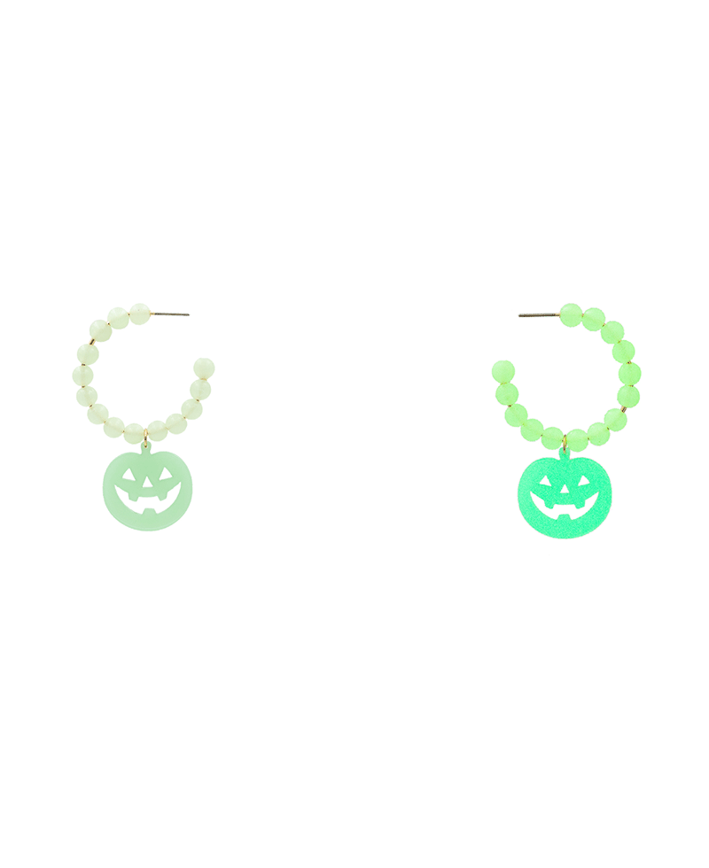 Glow Beads & Halloween Icon Hoop Earring - 1.25"