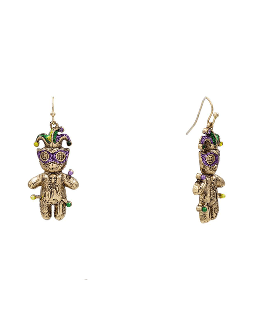 Mardi Gras Voodoo Doll Earring - 2.0"