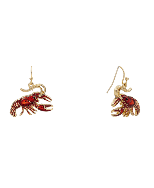 Crawfish Enamel Earring - 1.4"