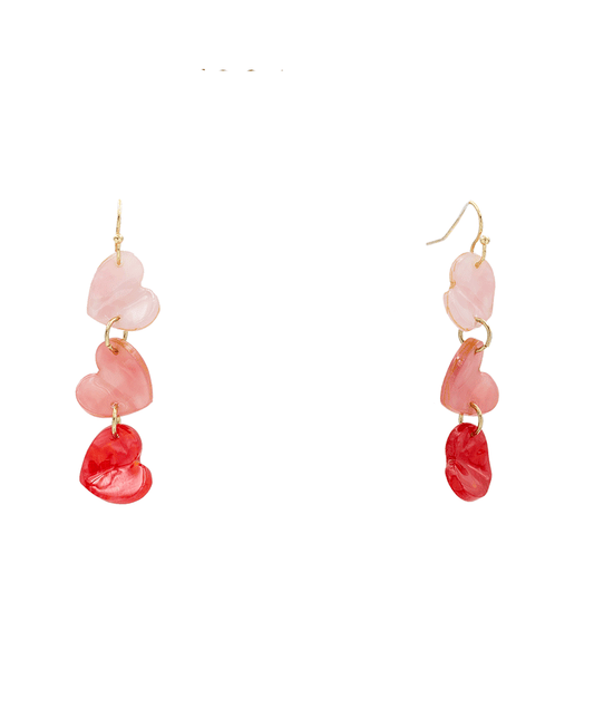 Folded Acrylic Heart Drop Earring - 2.2"