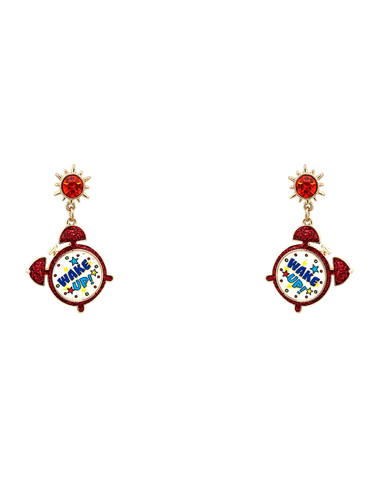 Alarm Clock Enamel Earring - 1.6"