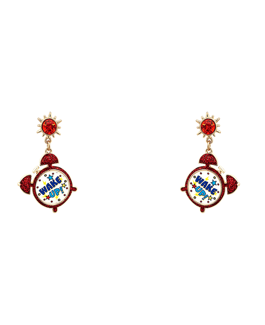 Alarm Clock Enamel Earring - 1.6"
