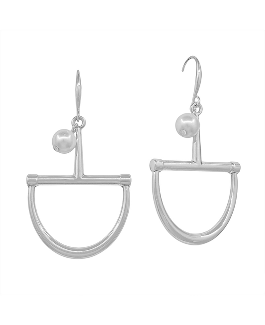 Horsebit Metal w/ Pearl Earring - 1.5"