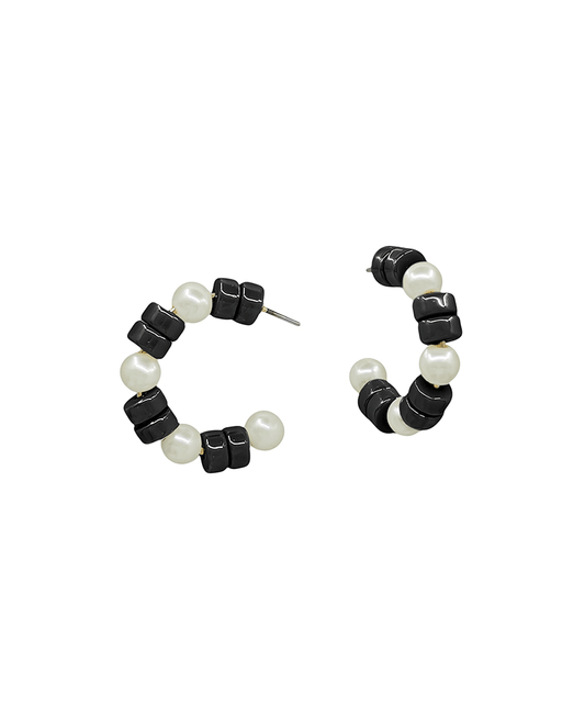 Candy Bead & Pearl Hoop Earring - 1.0"