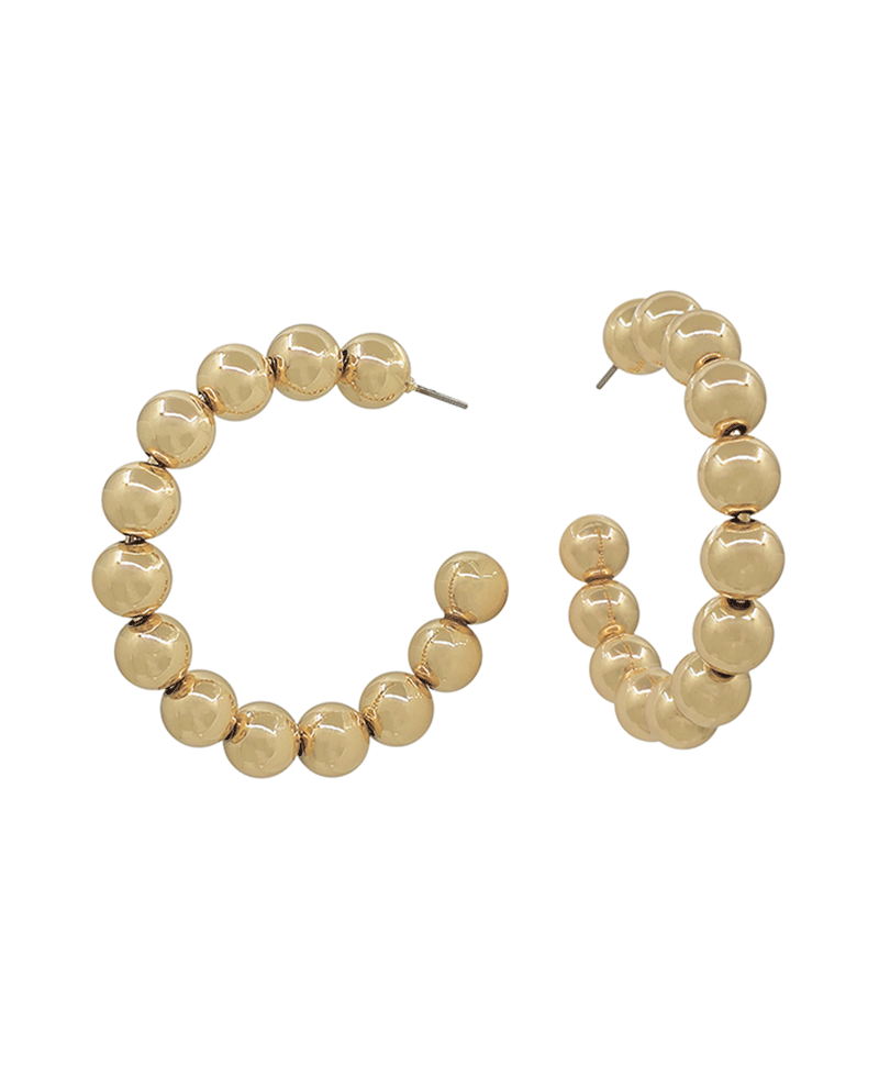 CCB Metal 8mm Ball Hoop Earring - 1.8"