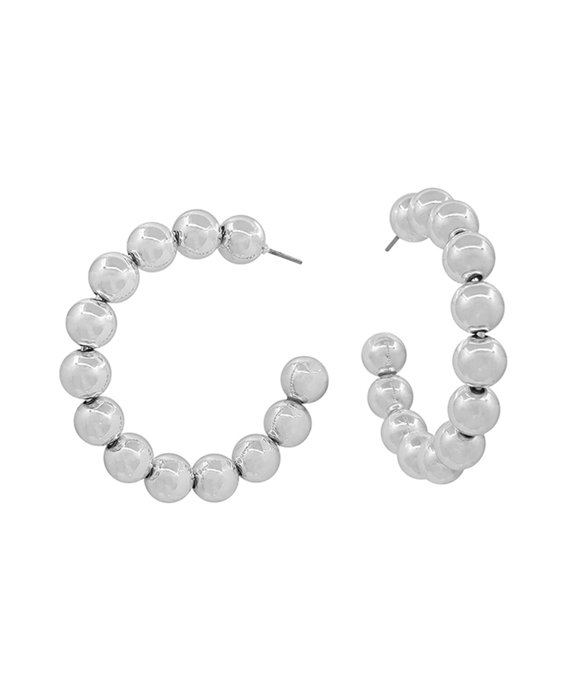 CCB Metal 8mm Ball Hoop Earring - 1.8"