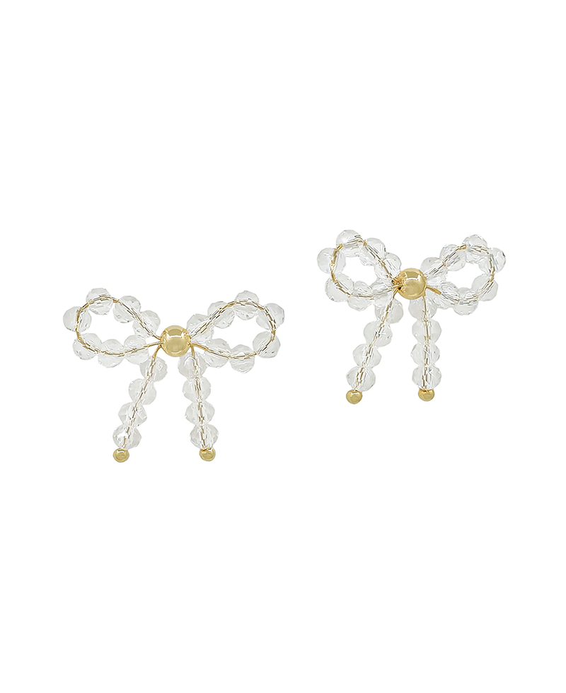 4mm Glass Bead Ribbon Post Earring