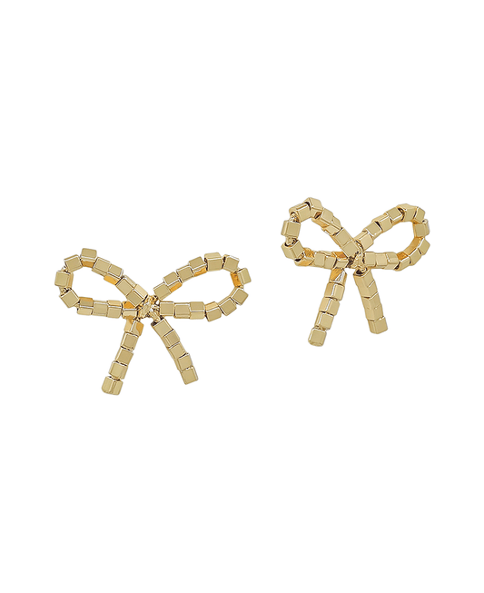 Square CCB Bead Small Ribbon Post Earring