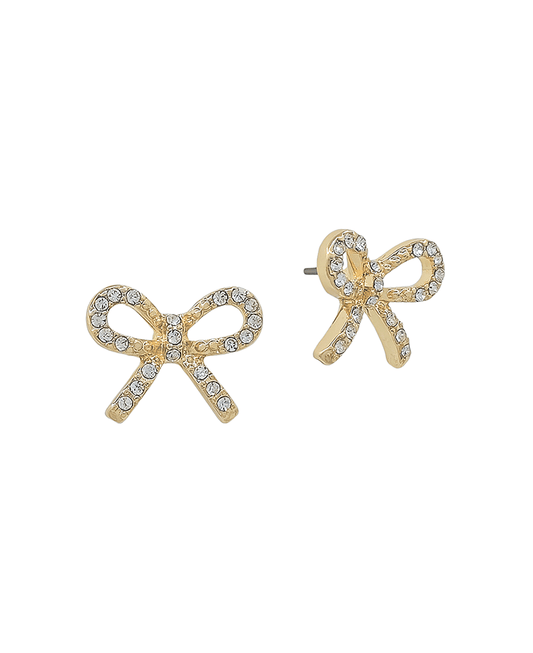 Small Pave Ribbon Post Earring