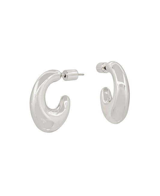 Oval Shape Metal Hoop Earring - 0.7"