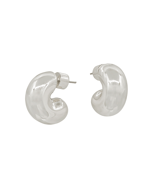 Bold Metal Round Shape Hoop Earring - 0.5"