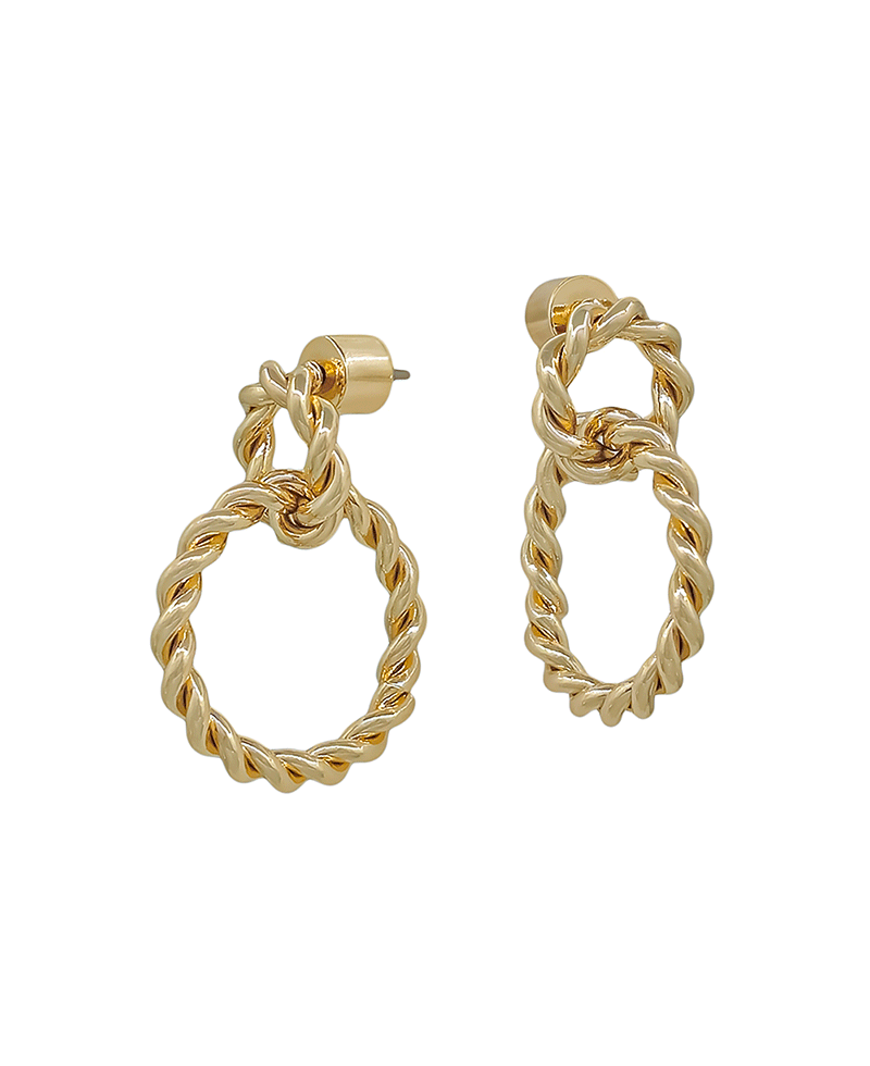 Twisted Ring Metal Post Earring - 1.0"