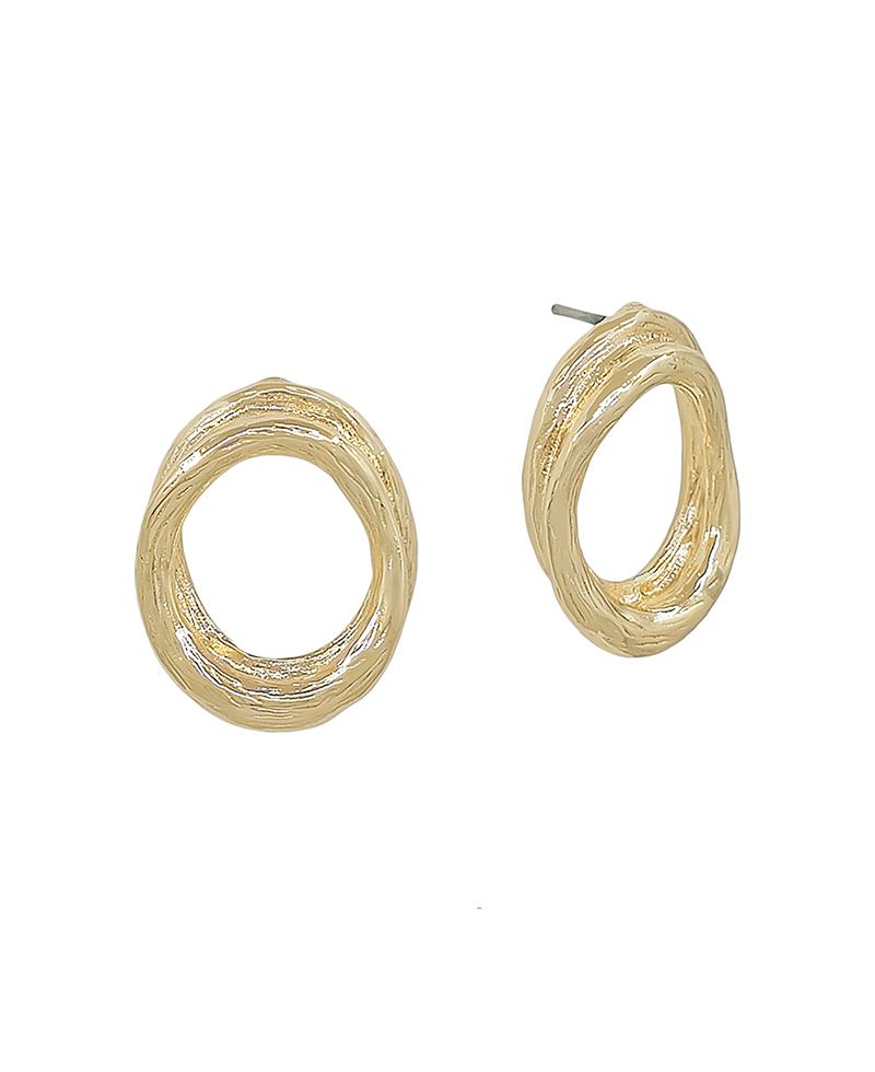 20mm Scratched Texture Metal Post Earring