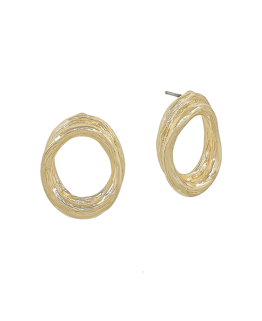 20mm Scratched Texture Metal Post Earring